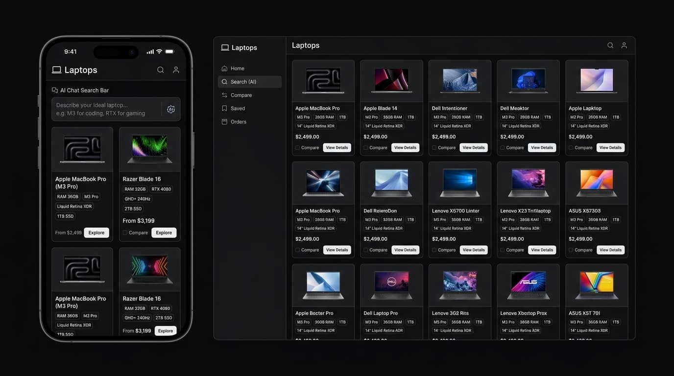 Laptops homepage screenshot